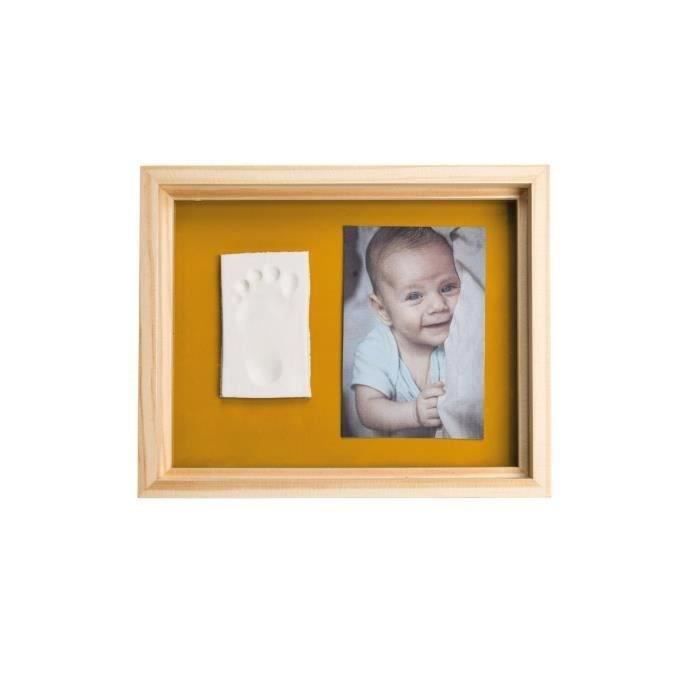 Baby Art Pure Frame - Frame Kit with Modeling Clay and Natural Pine Wood Frame, Roll, Reversible Back Panel (Green/Orange)