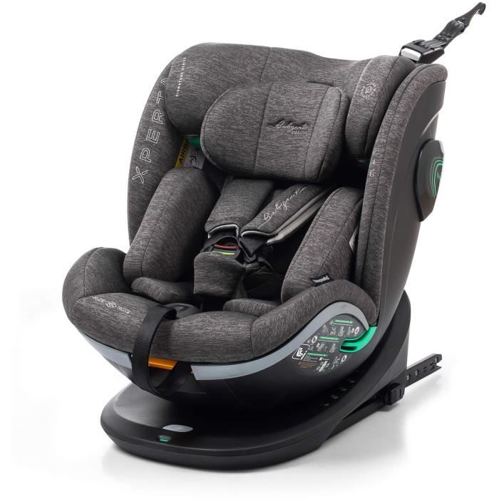 Babauto Xperta Grey Dobby Isofix Car Seat - From Birth to 12 Years - 0-36 kg - i-Size - 360° Swivel R129