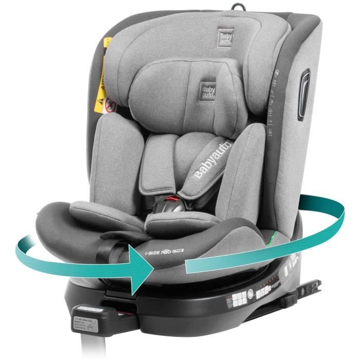 BABYAUTO Car Seat AITANA GREY ANTHRACITE From Birth to 12 Years 0-36 kg I-Size ISOFIX 360° Swivel ECE R129