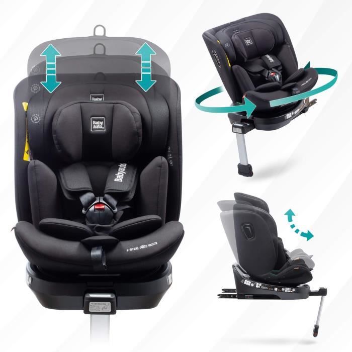 BABYAUTO Car Seat AITANA GREY ANTHRACITE From Birth to 12 Years 0-36 kg I-Size ISOFIX 360° Swivel ECE R129