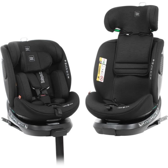 BABYAUTO Car Seat - CORE - Group 0/1/2/3 - 40/150 cm - I-Size - Isofix - Swivel - Reclining - Reducer - Black