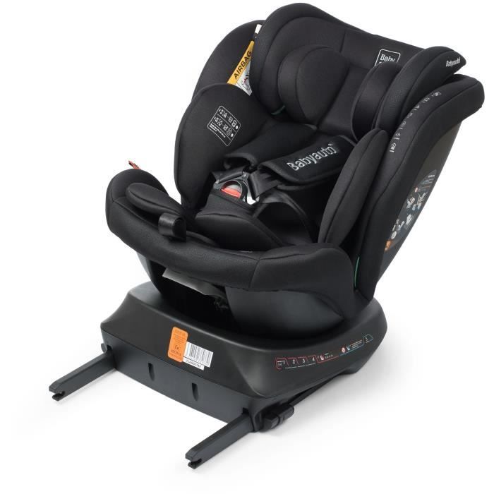 BABYAUTO Car Seat - RODIA - Group 0/1/2/3 - 40/150 cm - I-Size Plus - Isofix - Swivel - Reclining - Reducer - Black