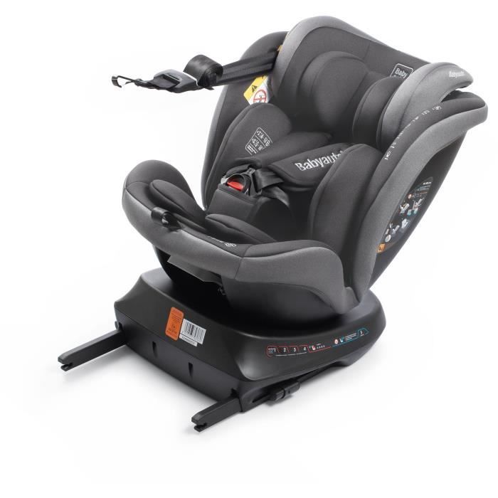 BABYAUTO Car Seat - RODIA - Group 0/1/2/3 - 40/150 cm - I-Size Plus - Isofix - Swivel - Reclining - Reducer - Grey