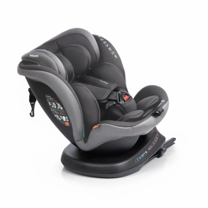 BABYAUTO Car Seat - RODIA - Group 0/1/2/3 - 40/150 cm - I-Size Plus - Isofix - Swivel - Reclining - Reducer - Grey