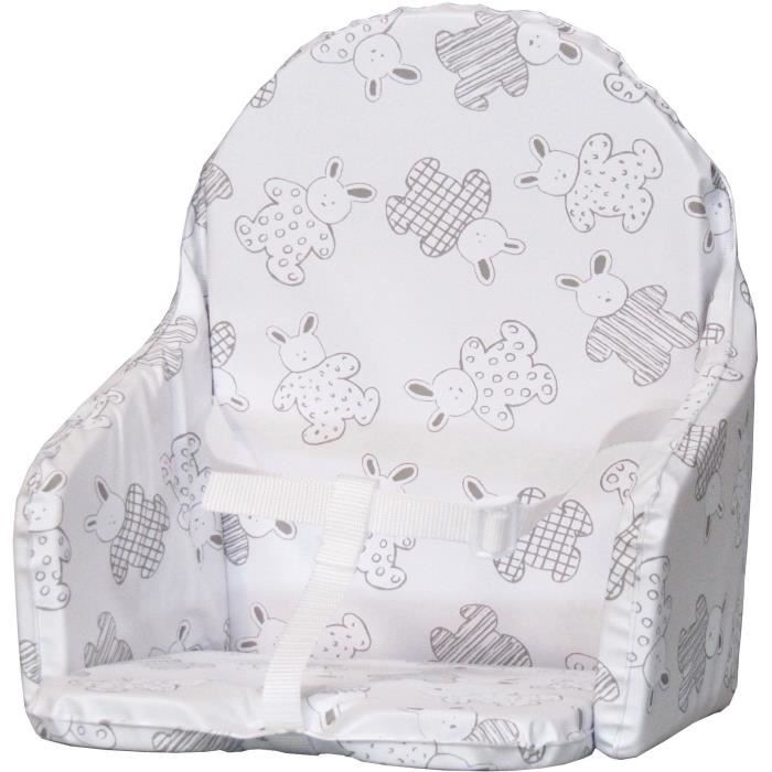 BAMBISOL Chair Cushion with Straps - Central Foam Panel - Silver Rabbit Design