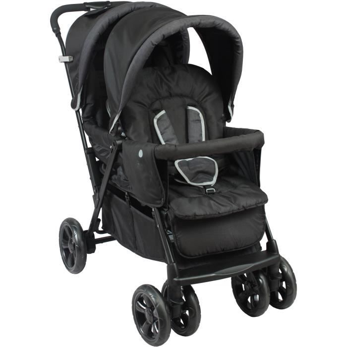 Poussette Double BAMBISOL - Toute équipée - Habillage pluie inclus - Pliage facile