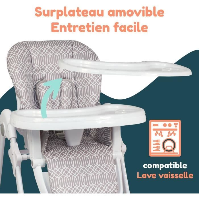 BAMBISOL Multi-Position High Chair - Reclining - Up to 3 Years - Beige/ White