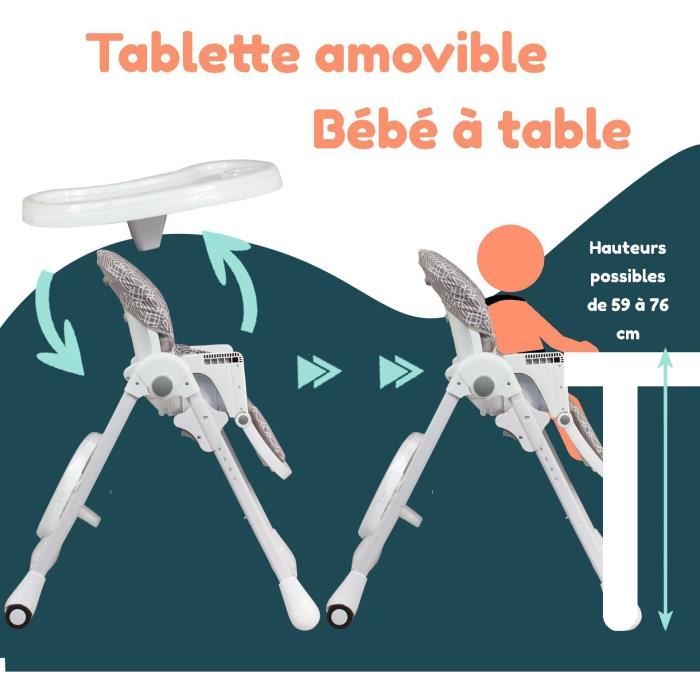 BAMBISOL Multi-Position High Chair - Reclining - Up to 3 Years - Beige/ White
