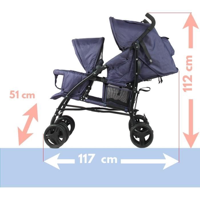 BAMBISOL Double Stroller - 6-36 months - Front seat (max 15 kg) and rear seat (max 15 kg)