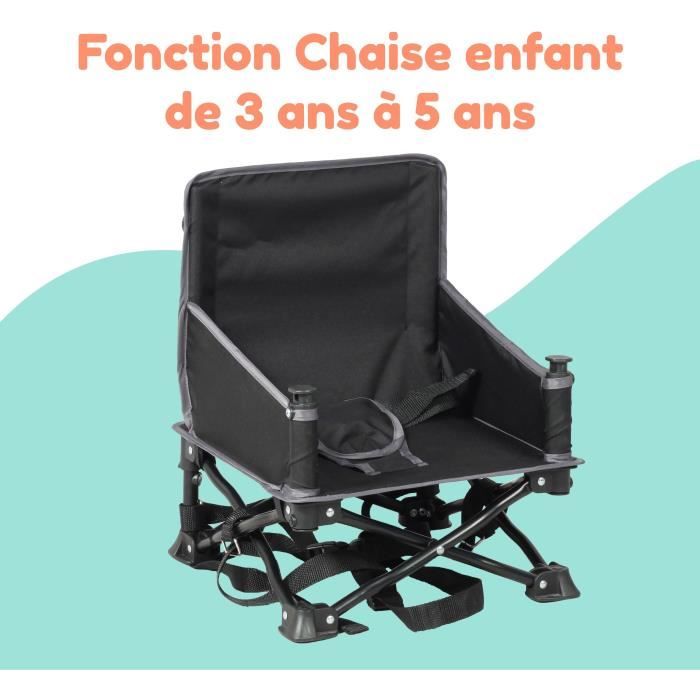 BAMBISOL Booster Seat - Black - Converts to Child's Chair for 3-5 Years