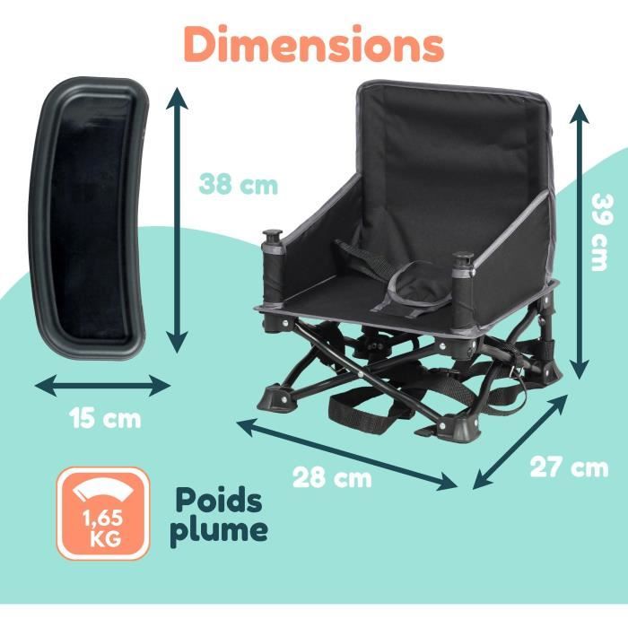 BAMBISOL Booster Seat - Black - Converts to Child's Chair for 3-5 Years