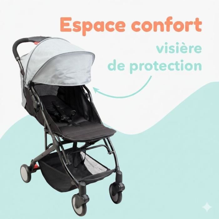 BAMBISOL Compact Stroller YUKO - 0 to 36 months - Carrying Strap - Black