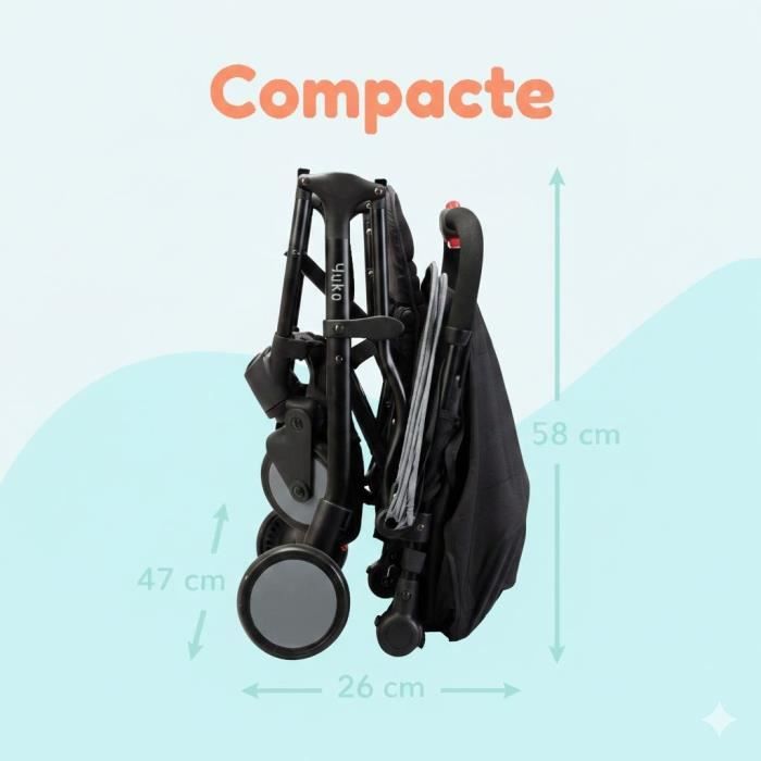 BAMBISOL Compact Stroller YUKO - 0 to 36 months - Carrying Strap - Black
