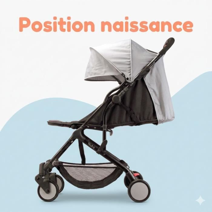 BAMBISOL Compact Stroller YUKO - 0 to 36 months - Carrying Strap - Black