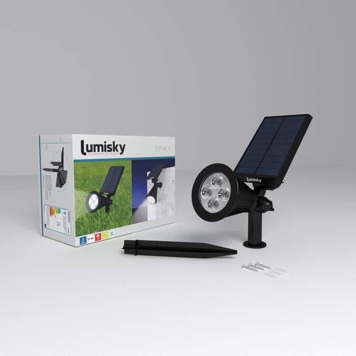 LUMISKY Waterproof Outdoor Solar Spotlight - 4 White LEDs - 200 Lumens - 90° Pivoting Head