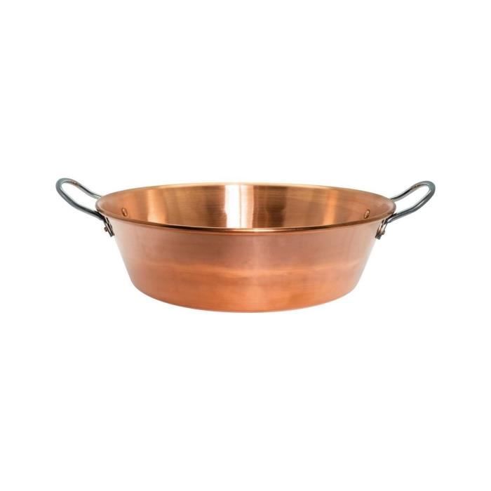 BAUMALU Copper Jam Pan - 38 cm - 1.2 mm Thick - Stainless Steel Handles - 9 Liters