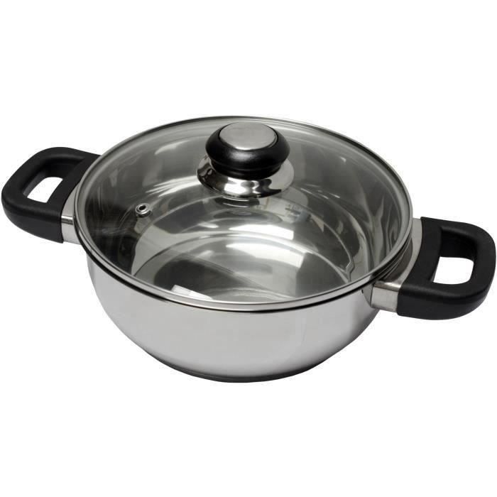 BAUMALU 24 cm Stainless Steel Casserole Dish - Sapphire Glass Lid