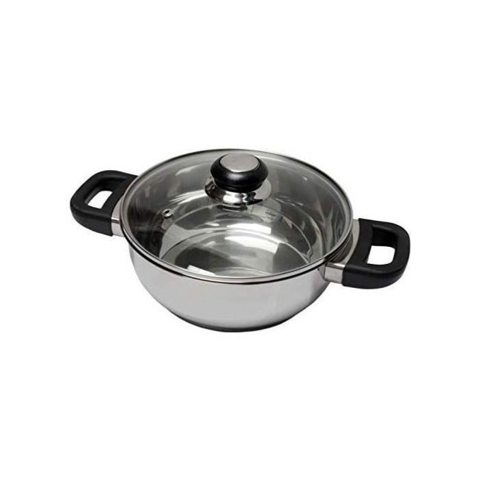 BAUMALU 24 cm Stainless Steel Casserole Dish - Sapphire Glass Lid