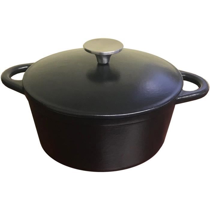 BAUMALU Cast Iron Casserole Dish - Round - 26 cm - Matte Black
