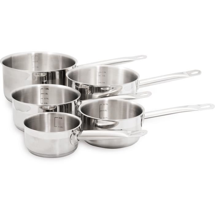Baumalu Cookware Set - 5 Pieces - Stainless Steel - Induction Compatible - 12 to 20 cm - Grey