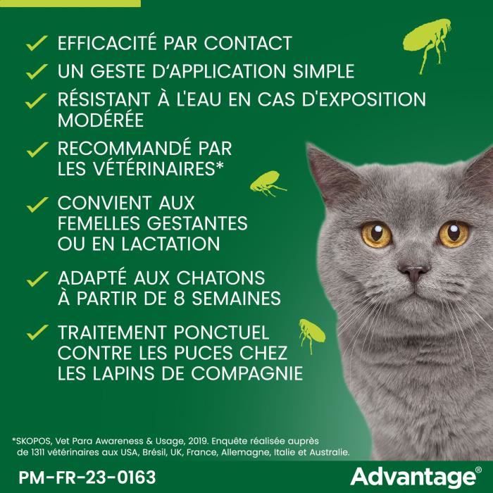 ADVANTAGE Flea Solution for Cats and Rabbits up to 4 kg - 4 Pipettes
