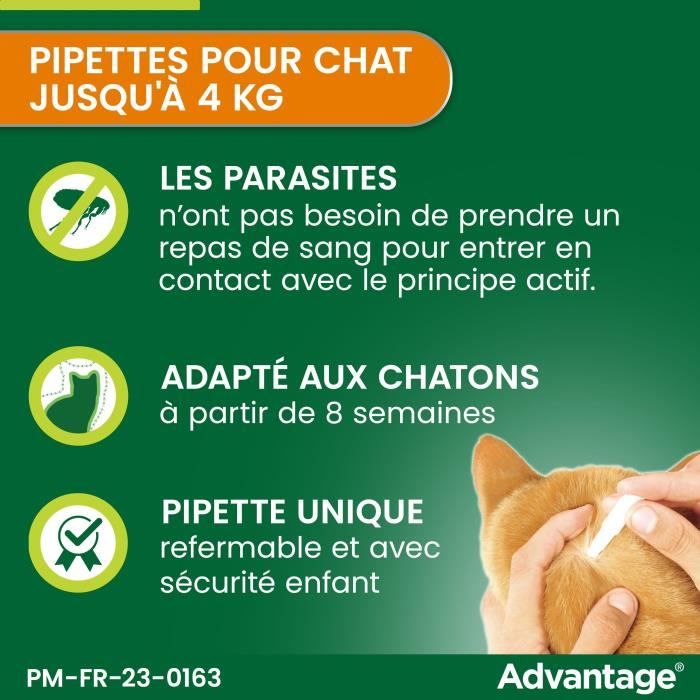 ADVANTAGE Flea Solution for Cats and Rabbits up to 4 kg - 4 Pipettes