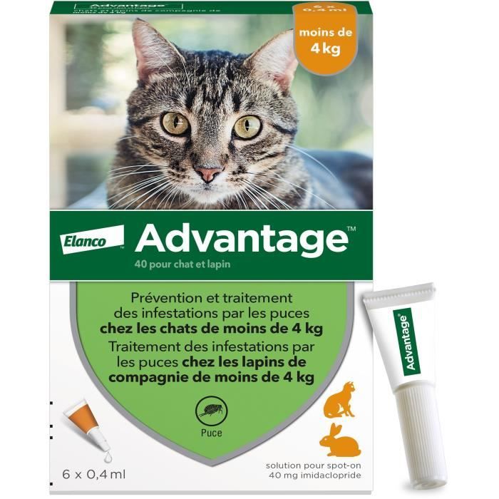 ADVANTAGE Flea Solution for Cats and Rabbits up to 4 kg - 6 Pipettes