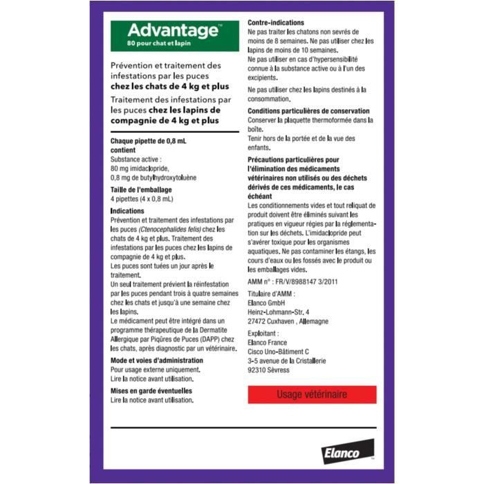 ADVANTAGE Solution Antipuce for Cats and Rabbits - 4 kg - 6 Pipettes