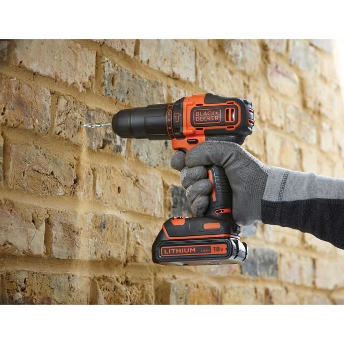 BLACK+DECKER 18V Cordless Hammer Drill Kit - 2 Batteries, Charger, Carrying Case + 80 Accessories - BDC718AS2F-QW