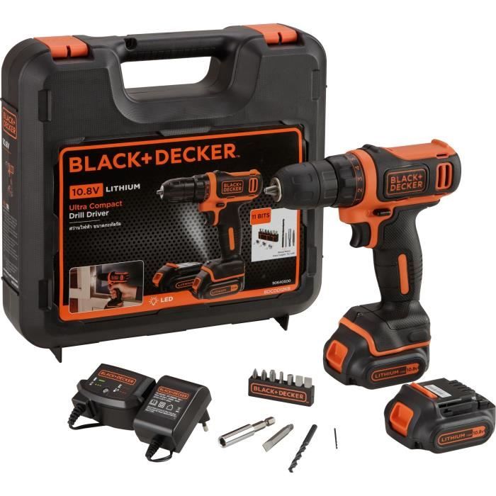 BLACK+DECKER Cordless Screwdriver 12V BDCDD12KB-QW - 2 Batteries - Charger - Case