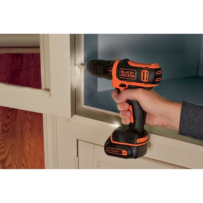 BLACK+DECKER Cordless Screwdriver 12V BDCDD12KB-QW - 2 Batteries - Charger - Case