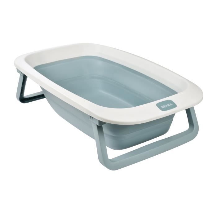 BÉABA - Foldable Baby Bathtub - Ultra Compact - Non-slip Feet - Eazy Pop Camélé'O - 29 L - Blue