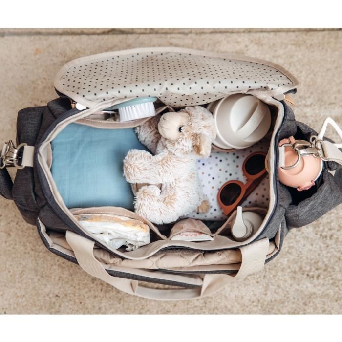 BEABA Diaper Bag - SYDNEY - Dark Heather Grey - Integrated Changing Area