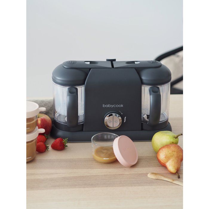 BÉABA - Babycook Duo - 6-in-1 Food Processor Pack + Silicone Spoons - Dark Grey