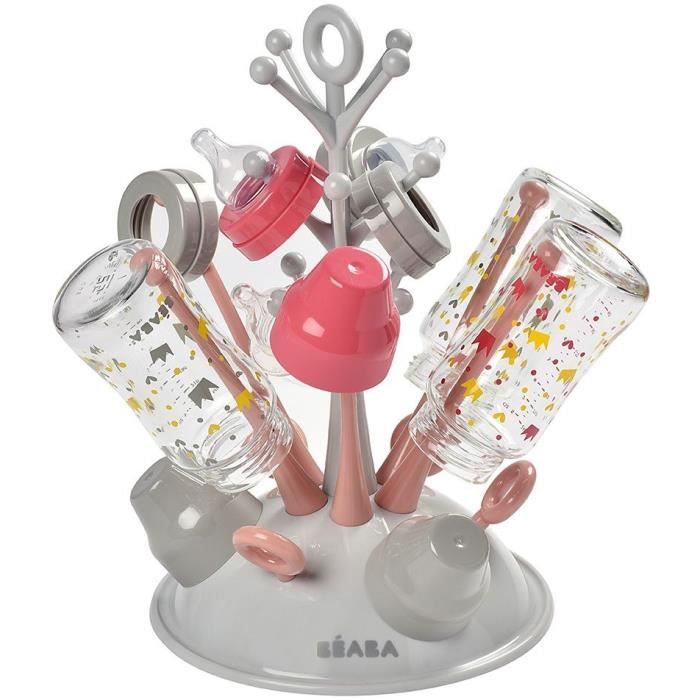 BEABA Tree-shaped Bottle Drying Rack - Pink - Holds up to 6 Bottles