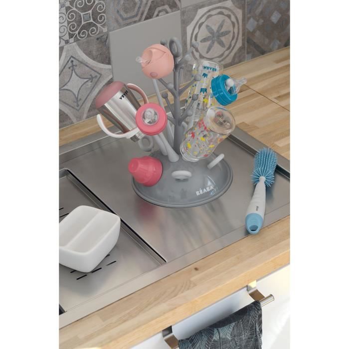 BEABA Tree-shaped Bottle Drainer - Holds up to 6 Bottles - Grey