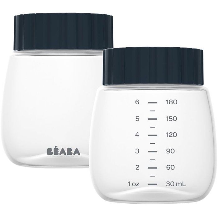 BEABA Set of 2 Breast Milk Collection and Storage Bottles 180 ml - Double and Single Breast Pumps