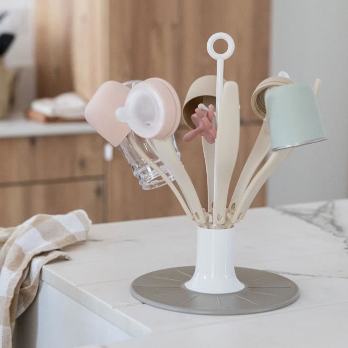 BEABA Flower Collapsible Bottle Drying Rack - Holds up to 8 bottles - Clay