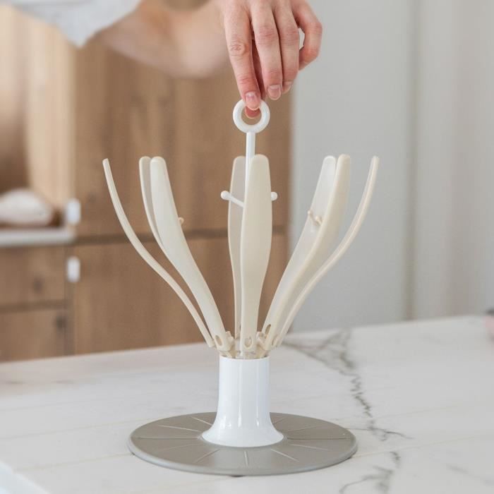 BEABA Flower Collapsible Bottle Drying Rack - Holds up to 8 bottles - Clay