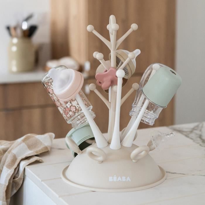 BEABA Tree-shaped Bottle Drying Rack - Holds up to 6 bottles - Clay