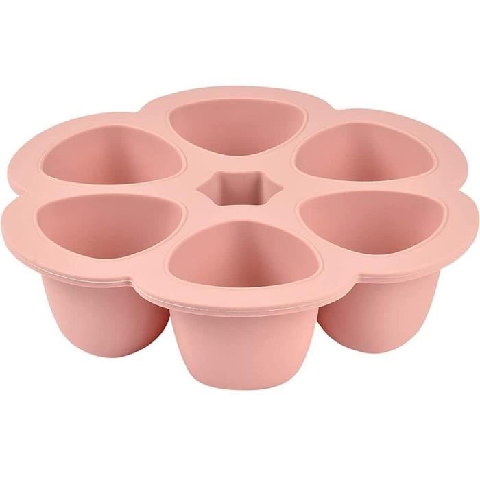 BEABA Premium Silicone Multi-Portion Containers, Heat Resistant, 6 x 90 ml, Pink