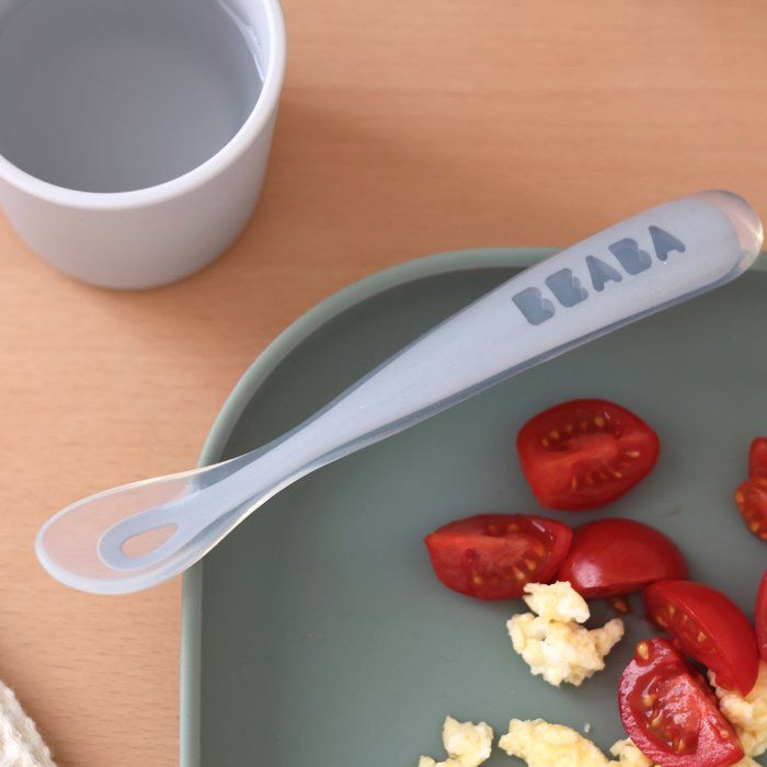 BEABA Set of 4 Silicone Spoons for Baby's First Meals - Ultra-Soft Tip, Ergonomic Design