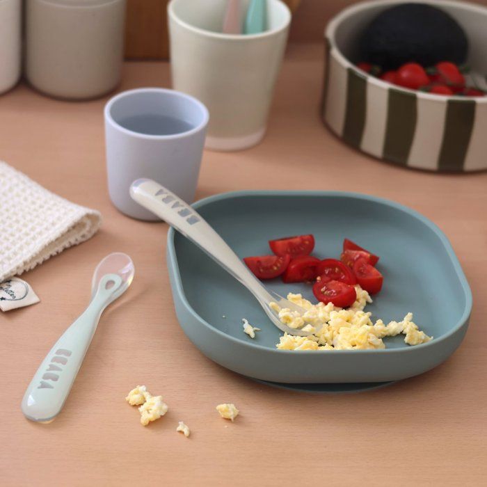BEABA Set of 4 Silicone Spoons for Baby's First Meals - Ultra-Soft Tip, Ergonomic Design