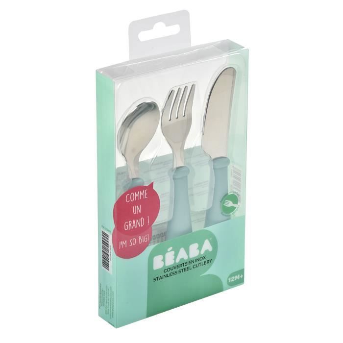 BEABA Set of 3 Stainless Steel Cutlery Pieces - Airy Green