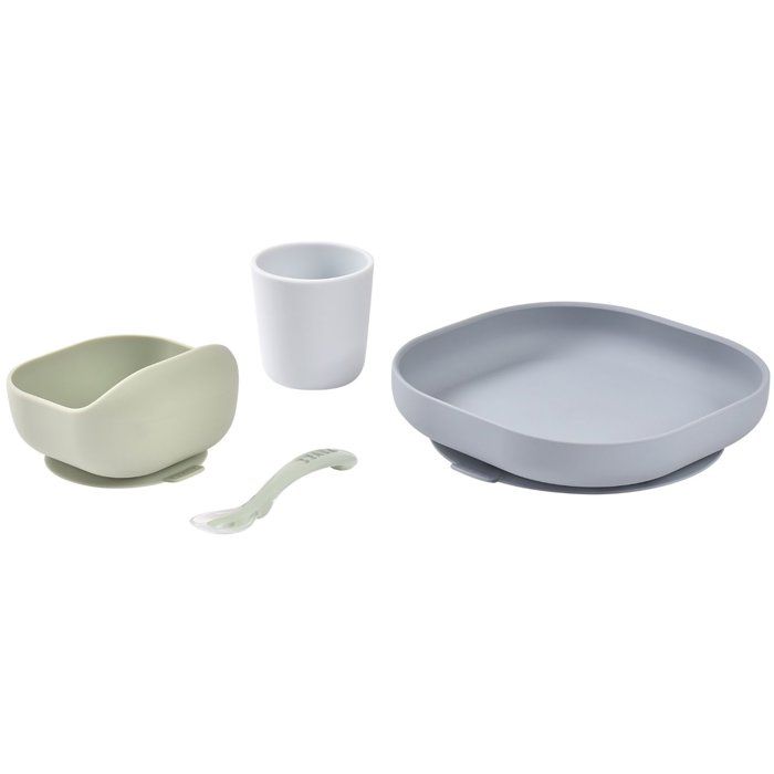 BEABA Meal Set - 4 Pieces - Silicone - Pebble
