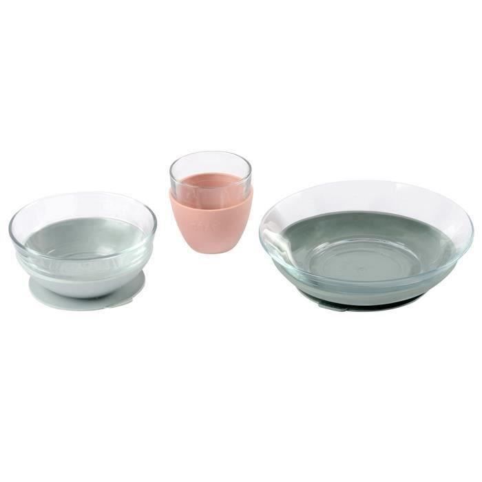 Béaba Eetset, 4-Piece Eucalyptus Glass Meal Set, Made in France