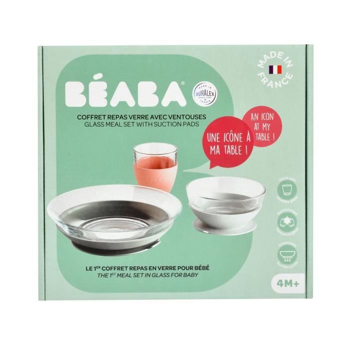 Béaba Eetset, 4-Piece Eucalyptus Glass Meal Set, Made in France