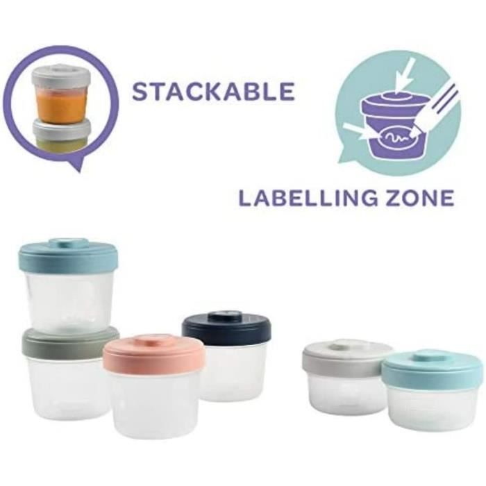 Clip-On Portion Set for Baby Food - Airtight, Sturdy Polypropylene Containers - Ideal for Storage and Transport