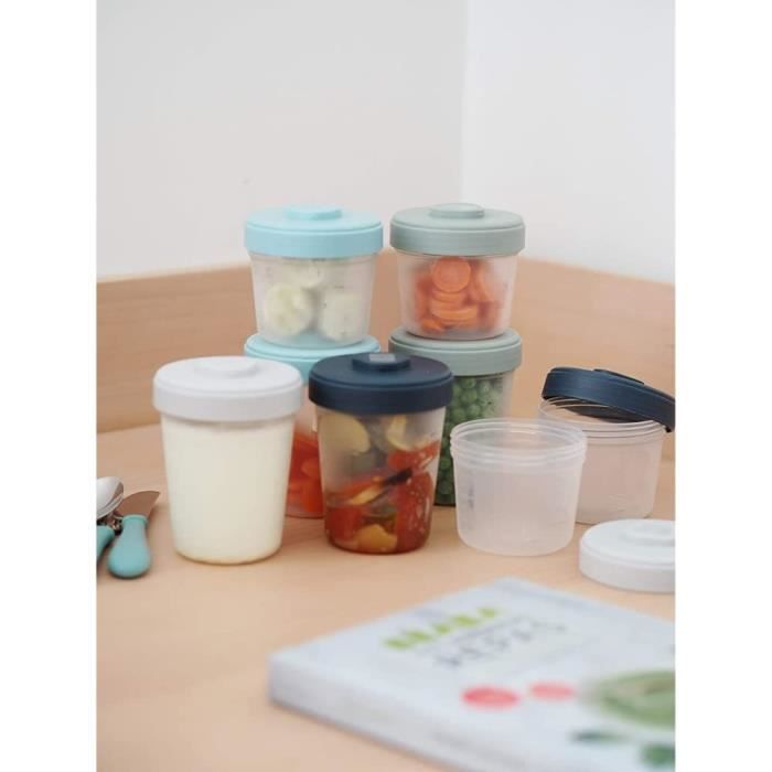 BÉABA - Lot 6 Portions Clip - 2eme Age - 250ml - 100% Hermetique - Empilables