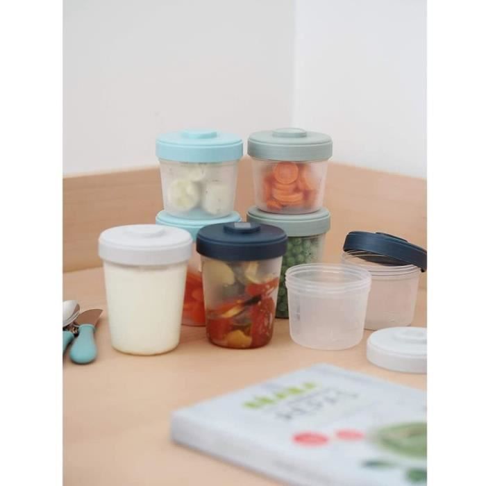 BEABA First Meal Pack - 12 Clip-On Portions of Various Sizes and 2 Spoons - Airtight and Graduated